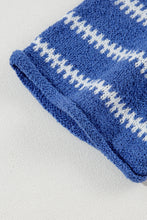 Load image into Gallery viewer, Sky Blue Stripe Drop Shoulder Casual Sweater