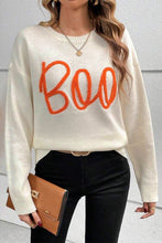 Load image into Gallery viewer, Apricot Boo Knitted Pattern Ribbed Edge Drop Shoulder Sweater