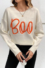 Load image into Gallery viewer, Apricot Boo Knitted Pattern Ribbed Edge Drop Shoulder Sweater