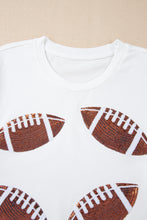 Load image into Gallery viewer, White Sequined Rugby Football Graphic Cotton T Shirt