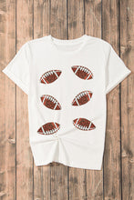 Load image into Gallery viewer, White Sequined Rugby Football Graphic Cotton T Shirt