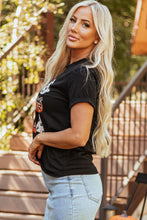 Load image into Gallery viewer, Black Halloween Ghost Pumpkin Print Crew Neck T Shirt