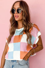 Load image into Gallery viewer, Grapefruit Orange Color Block Cap Sleeve Sweater