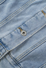 Load image into Gallery viewer, Sky Blue Sequin Embellished Fringe Distressed Denim Jacket