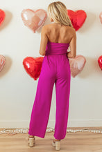 Load image into Gallery viewer, Bright Pink Bowknot Strapless Wide Leg Jumpsuit