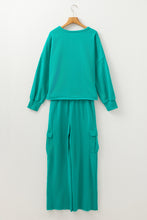 Load image into Gallery viewer, Lapis Solid Color Patchwork Pullover Top and Cargo Pants Set