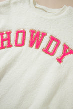 Load image into Gallery viewer, Beige Sherpa HOWDY Patched Pullover Sweatshirt
