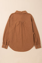 Load image into Gallery viewer, Cinnamon Corduroy Flap Pocket Button Up Round Hem Shacket

