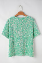 Load image into Gallery viewer, Moonlight Jade Sequin Batwing Sleeve V Neck Velvet Blouse
