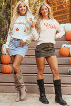 Load image into Gallery viewer, Apricot Boo Knitted Pattern Ribbed Edge Drop Shoulder Sweater
