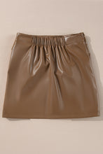 Load image into Gallery viewer, Coffee Bowknot Faux Leather Mini Skirt
