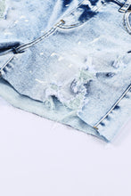 Load image into Gallery viewer, Sky Blue Distressed Bleached Denim Shorts
