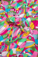 Load image into Gallery viewer, Pink Abstract Printed Lantern Sleeve Buttoned Mini Dress
