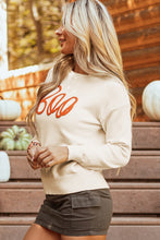 Load image into Gallery viewer, Apricot Boo Knitted Pattern Ribbed Edge Drop Shoulder Sweater

