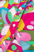 Load image into Gallery viewer, Pink Abstract Printed Lantern Sleeve Buttoned Mini Dress
