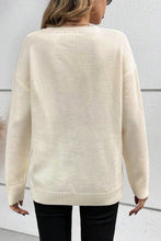 Load image into Gallery viewer, Apricot Boo Knitted Pattern Ribbed Edge Drop Shoulder Sweater
