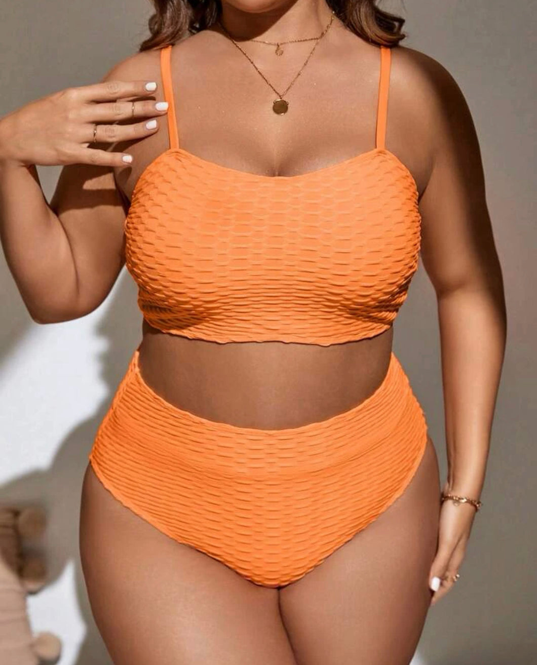 Neon Orange High Waist Swimsuit