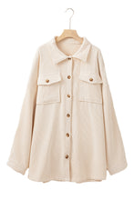 Load image into Gallery viewer, Oatmeal Textured Flap Pockets Buttoned Plus Size Shacket
