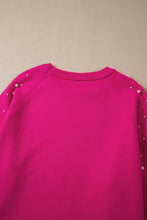Load image into Gallery viewer, Strawberry Pink Pearled Decor Raglan Sleeve Plus Size Sweater
