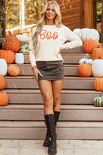 Load image into Gallery viewer, Apricot Boo Knitted Pattern Ribbed Edge Drop Shoulder Sweater
