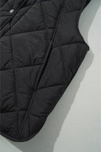 Load image into Gallery viewer, Black Quilted High Neck Button Up Pocket Vest Coat
