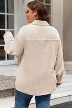 Load image into Gallery viewer, Oatmeal Textured Flap Pockets Buttoned Plus Size Shacket
