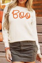 Load image into Gallery viewer, Apricot Boo Knitted Pattern Ribbed Edge Drop Shoulder Sweater

