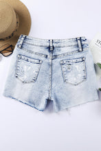 Load image into Gallery viewer, Sky Blue Distressed Bleached Denim Shorts
