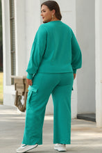 Load image into Gallery viewer, Lapis Solid Color Patchwork Pullover Top and Cargo Pants Set
