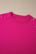 Load image into Gallery viewer, Strawberry Pink Pearled Decor Raglan Sleeve Plus Size Sweater
