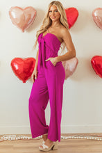 Load image into Gallery viewer, Bright Pink Bowknot Strapless Wide Leg Jumpsuit
