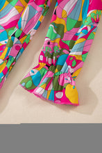 Load image into Gallery viewer, Pink Abstract Printed Lantern Sleeve Buttoned Mini Dress
