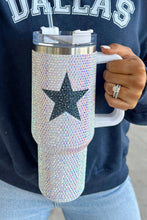 Load image into Gallery viewer, White Star Shape Full Rhinestone Stainless Portable Cup 40oz
