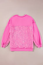 Load image into Gallery viewer, Bonbon Sequin Patchwork High Low Hem Henley Sweatshirt
