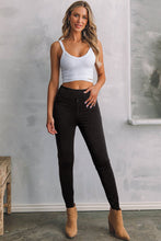 Load image into Gallery viewer, Black Back Pocket Stretchy Denim Casual Leggings
