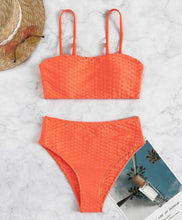 Load image into Gallery viewer, Neon Orange High Waist Swimsuit
