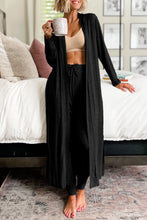 Load image into Gallery viewer, Black Split Long Cardigan and Skinny Pants Lounge Set
