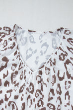 Load image into Gallery viewer, Khaki Leopard Print Ruched V Neck 3/4 Sleeve Blouse
