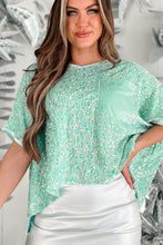Load image into Gallery viewer, Moonlight Jade Sequin Batwing Sleeve V Neck Velvet Blouse
