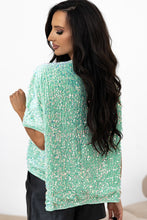 Load image into Gallery viewer, Moonlight Jade Sequin Batwing Sleeve V Neck Velvet Blouse
