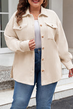 Load image into Gallery viewer, Oatmeal Textured Flap Pockets Buttoned Plus Size Shacket
