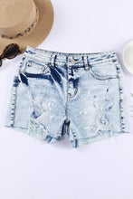 Load image into Gallery viewer, Sky Blue Distressed Bleached Denim Shorts
