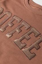 Load image into Gallery viewer, Straw Yellow Sequined COFFEE Loose Fit Sweatshirt and Shorts Set
