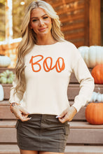 Load image into Gallery viewer, Apricot Boo Knitted Pattern Ribbed Edge Drop Shoulder Sweater
