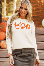 Load image into Gallery viewer, Apricot Boo Knitted Pattern Ribbed Edge Drop Shoulder Sweater
