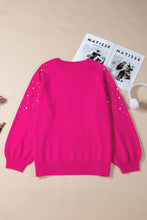 Load image into Gallery viewer, Strawberry Pink Pearled Decor Raglan Sleeve Plus Size Sweater
