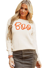 Load image into Gallery viewer, Apricot Boo Knitted Pattern Ribbed Edge Drop Shoulder Sweater
