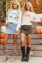 Load image into Gallery viewer, Apricot Boo Knitted Pattern Ribbed Edge Drop Shoulder Sweater
