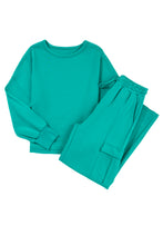 Load image into Gallery viewer, Lapis Solid Color Patchwork Pullover Top and Cargo Pants Set
