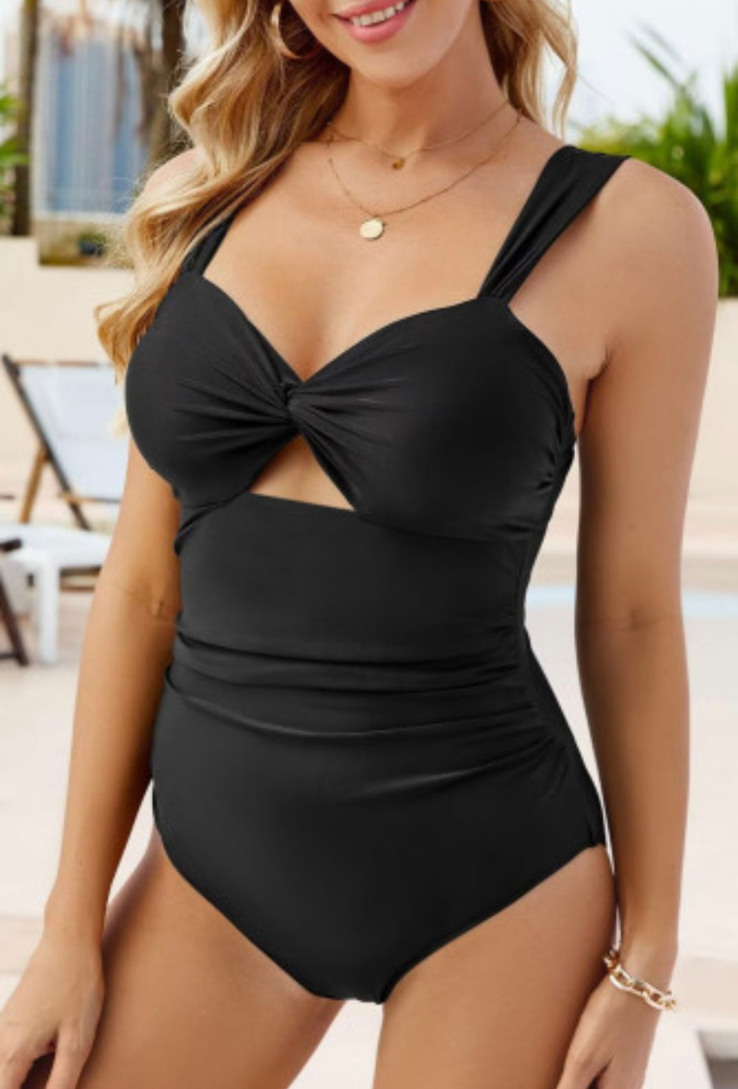 Black One Piece Cutout Swimsuit
